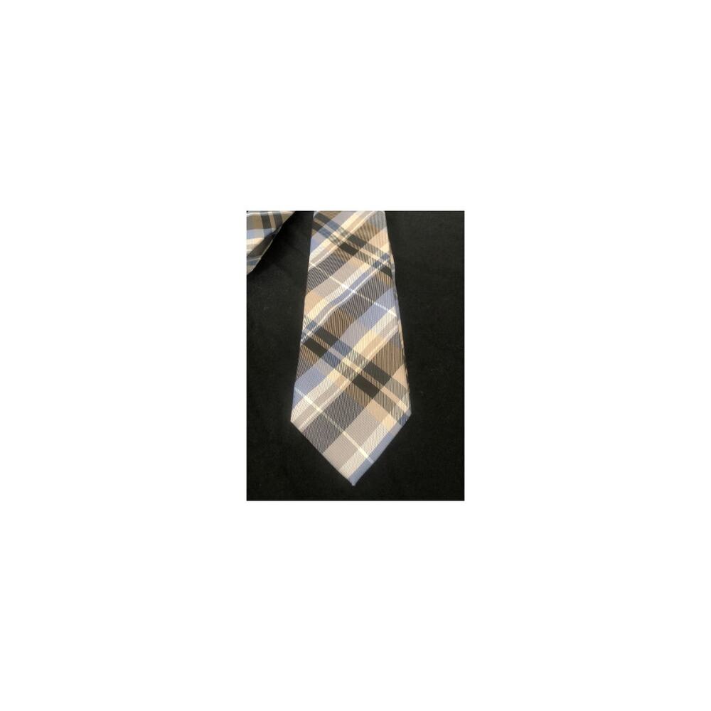 Vintage Calvin Klein 100% Silk Tie Grey Plaid - Picture 2 of 3